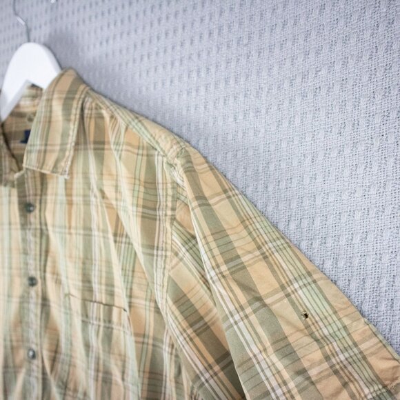 Gap 2000s Y2K Checkered Button Up Orange Mens Medium - Picture 4 of 6